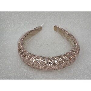 Sparkling Rose Gold Padded Headband With Rhinestone Embellishments For Women